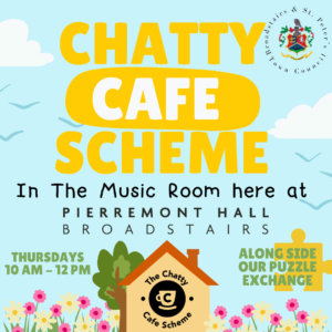 Chatty Cafe Scheme, 10am - 12pm every Thursday in the Music Room at Pierremont Hall 