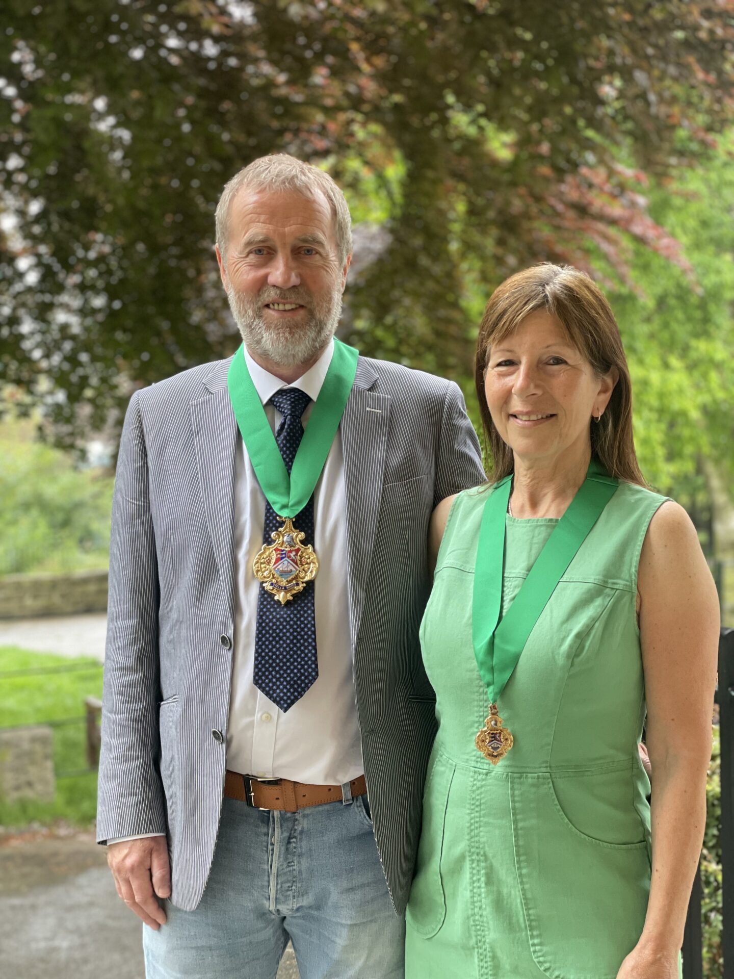 The Mayor of Broadstairs & St. Peter's Cllr Mike Garner and Mayoress Carole Martin, wearing their badges of office.
Picture taken in Pierremont Park, Broadstairs.
