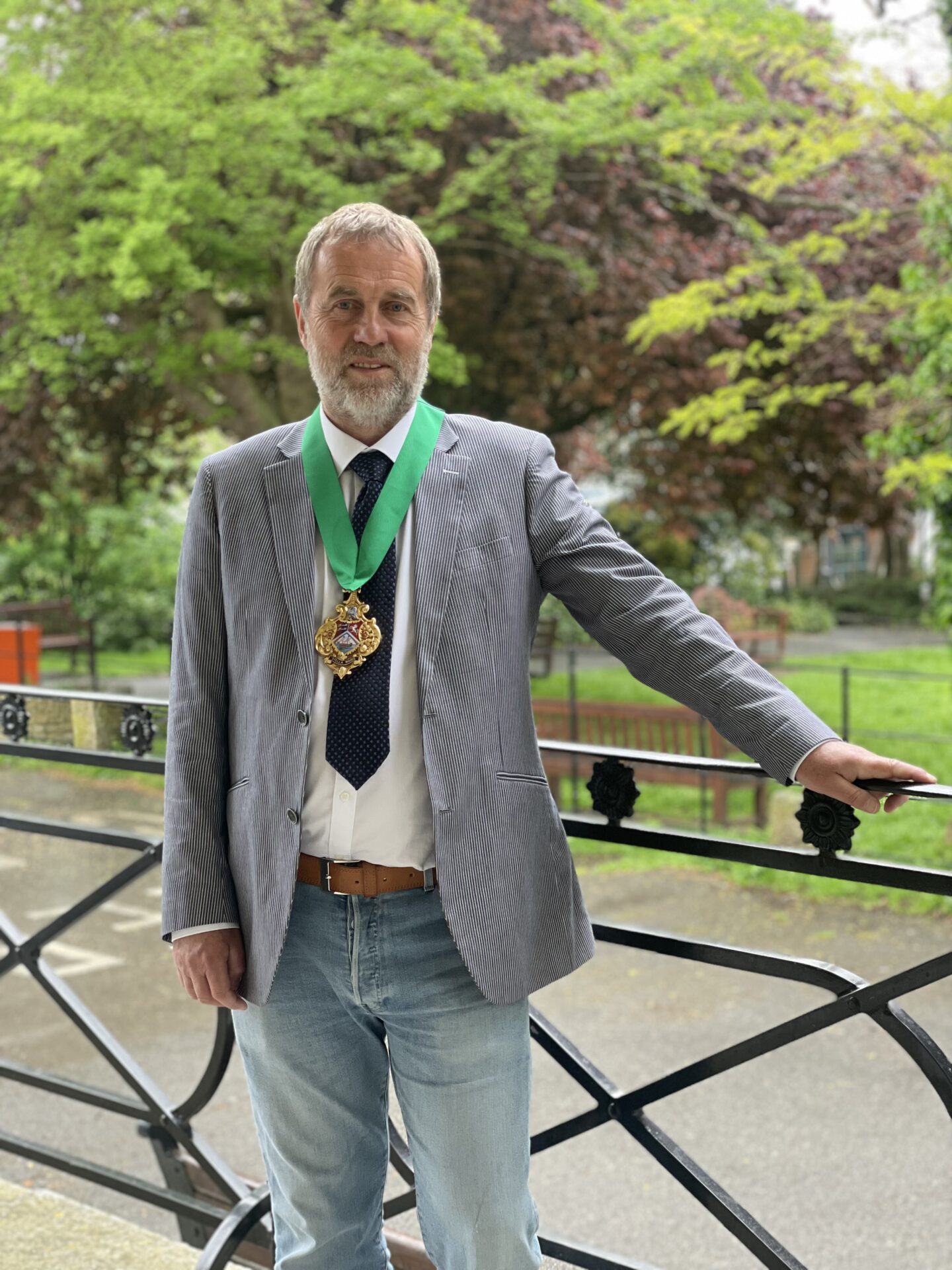 The Mayor of Broadstairs & St. Peter's Cllr Mike Garner, wearing his badge of office.
Picture taken in Pierremont Park, Broadstairs.